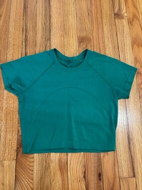 Lululemon Swiftly Tech Cropped Short Sleeve Shirt 2.0 LIKE NEW 6 BRIGHT GREEN